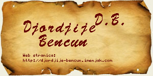 Đorđije Bencun vizit kartica